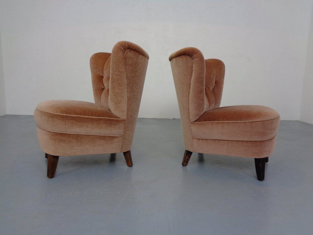 photo furniture Mohair Club Chairs From Adolf Wrenger, Germany, 1950s, Set Of 2