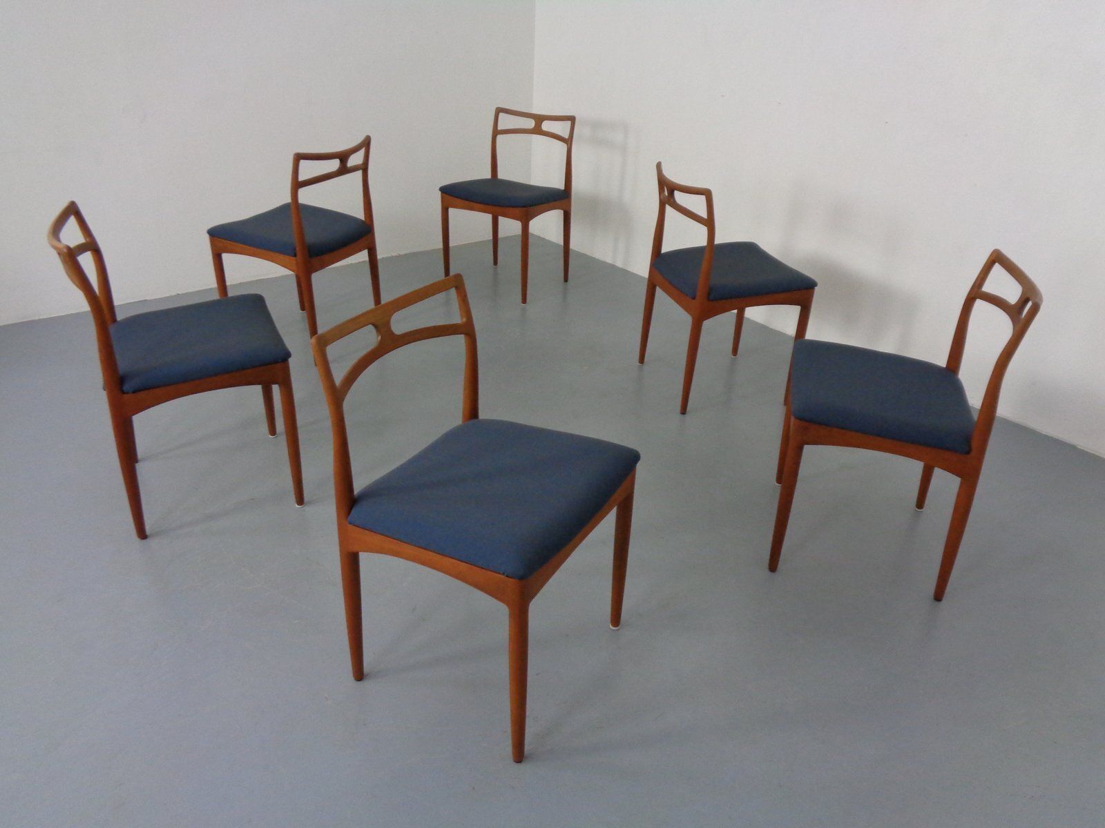 Model 94 Teak & Kvadrat Hallingdal Dining Chairs By Johannes Andersen For Christian Linneberg, Denmark, 1960s, Set Of 6