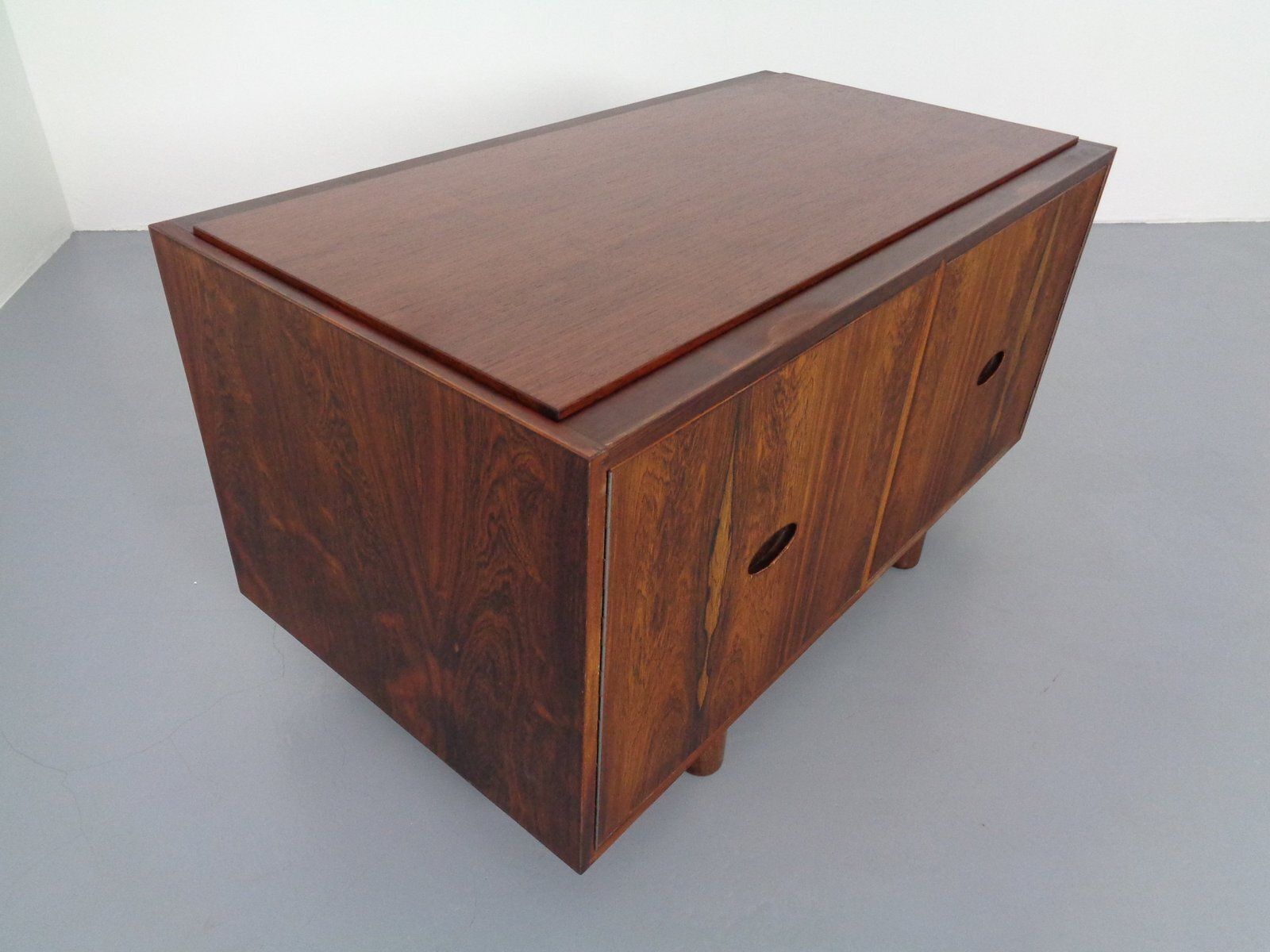 photo vinterior Rosewood And Leather Tambour Writing Desk By Gianfranco Frattini For Bernini, Italy, 1964