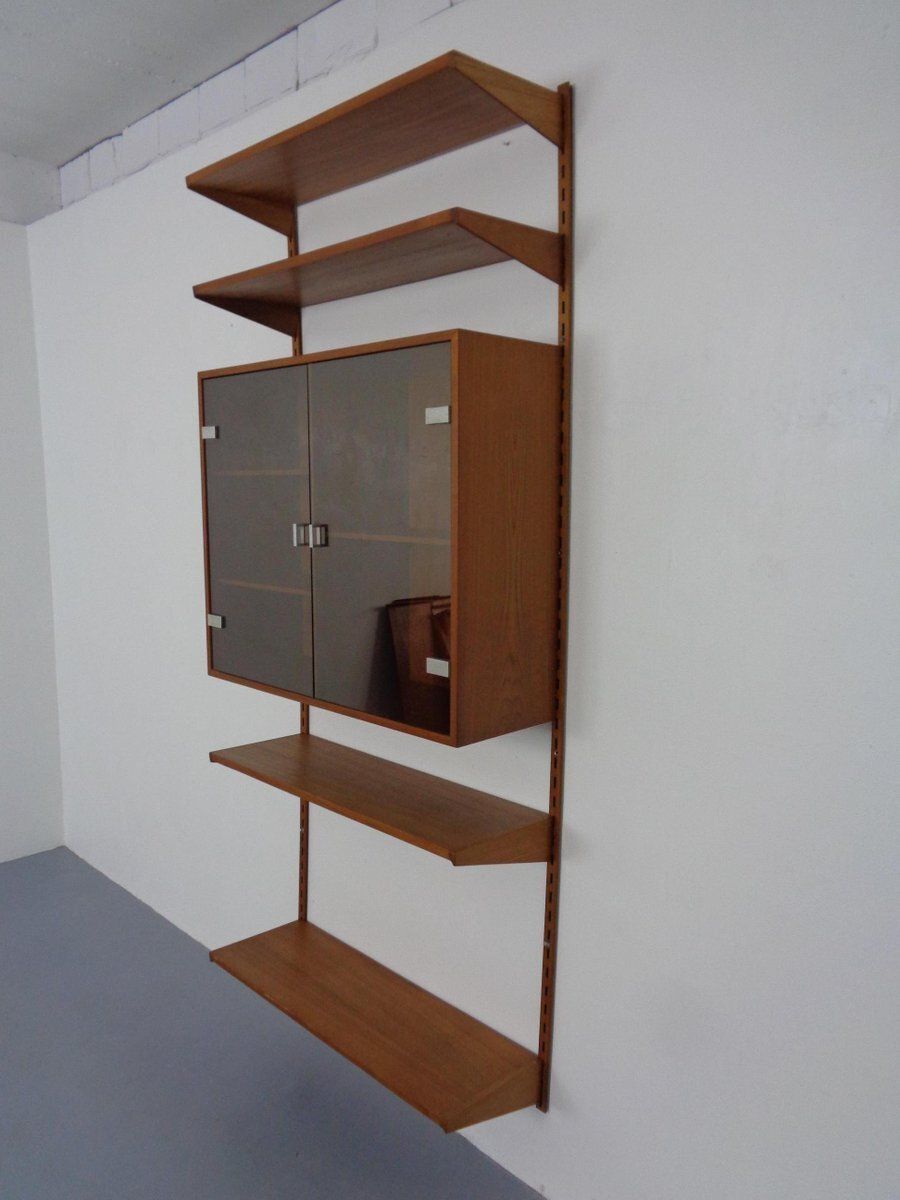 Teak Wall Unit By Kai Kristiansen For Feldballes Furniture Factory, Denmark, 1960s, Set Of 7