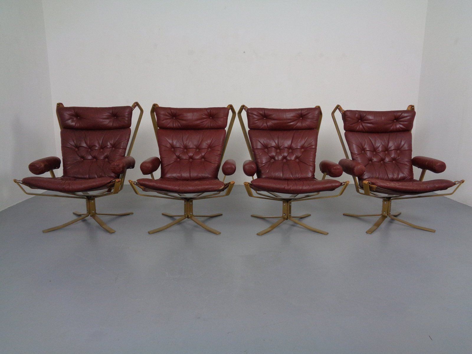 Danish Leather & Steel Super Star Chairs From Trygg, Denmark, 1970s, Set Of 4
