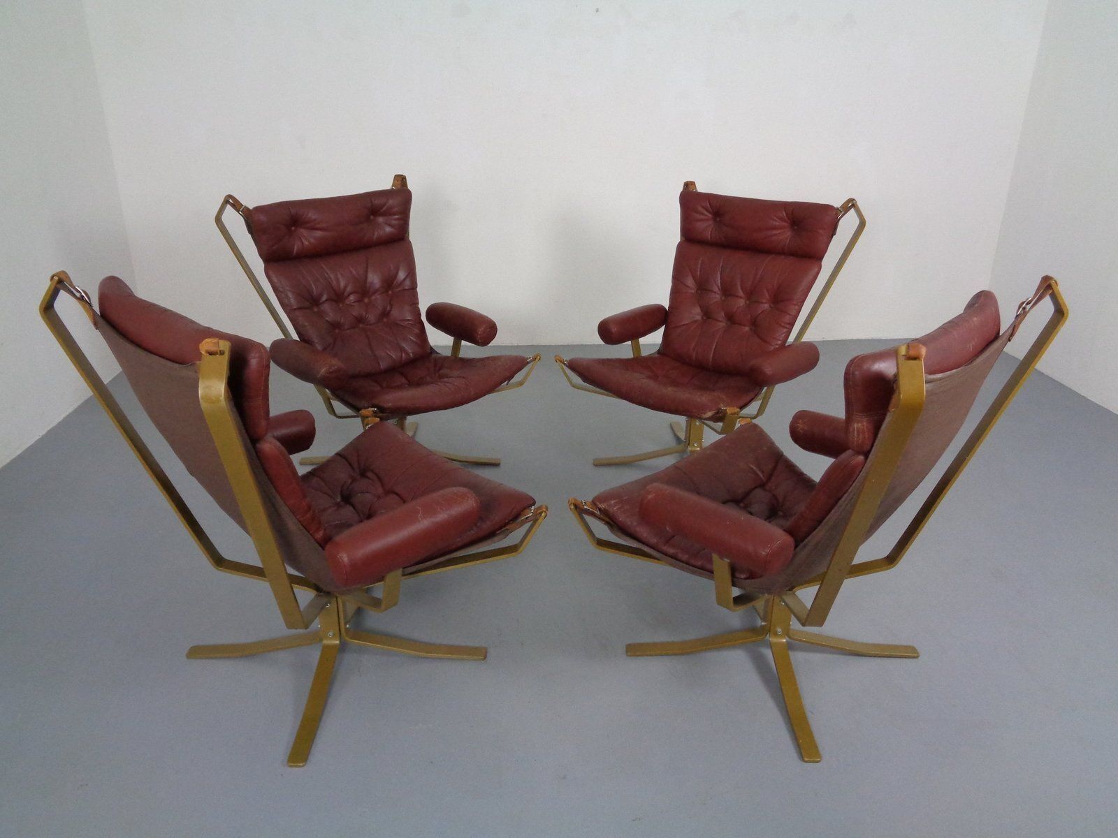 Danish Leather & Steel Super Star Chairs From Trygg, Denmark, 1970s, Set Of 4 photo Furniture