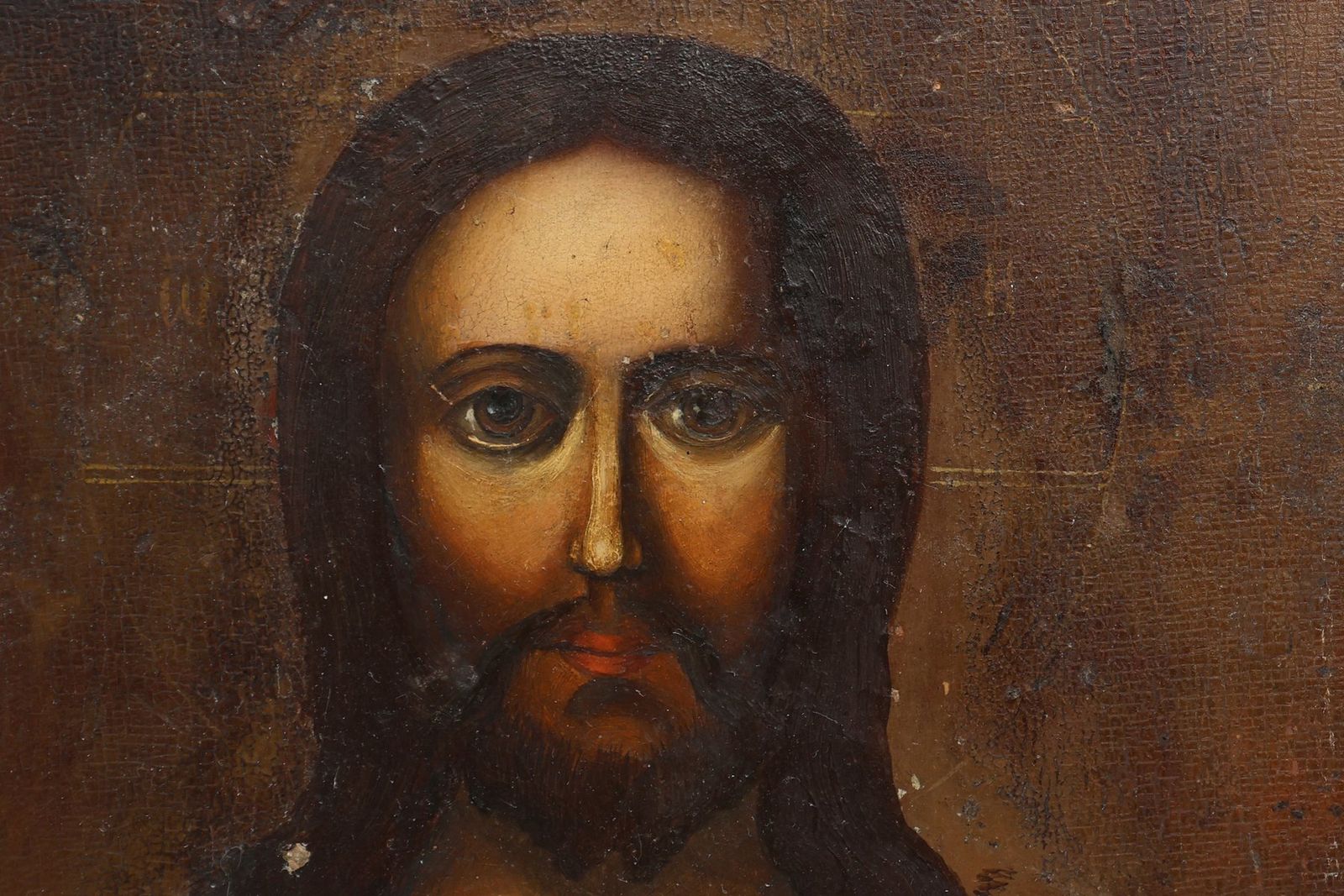 Religious Icon Of Christ Pantocrator, 1800s, Painting On Wood photo furniture