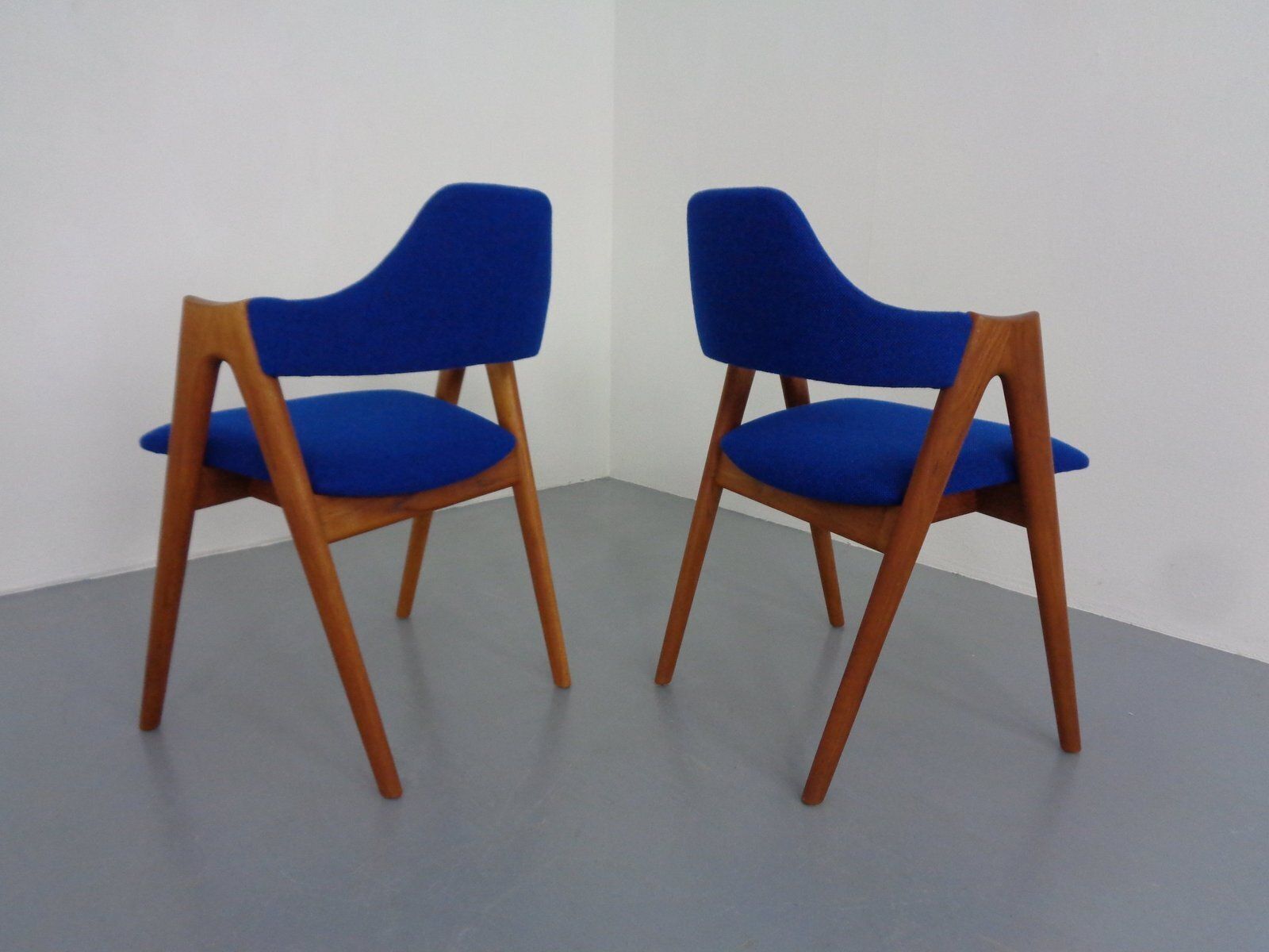 Set Of Compass Chairs In Teak And Kvadrat Hallingdal 65 By Kai Kristiansen For Schou Andersen, 1960s photo vintage