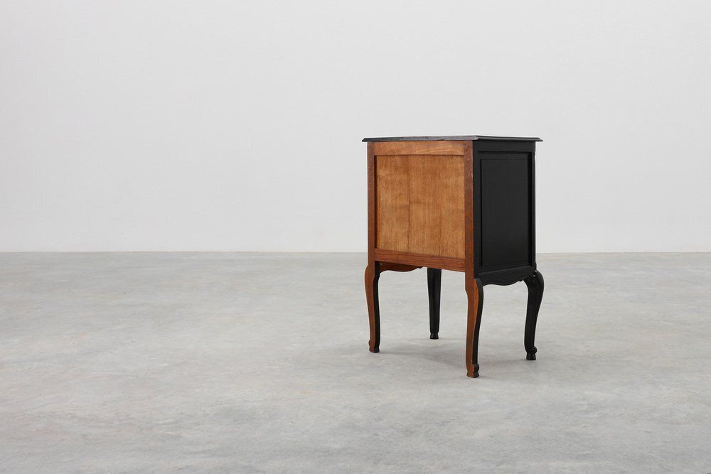1301.0 Louis XV Chest Of Drawers In Black Lacquered Oak, France, 1950s photo