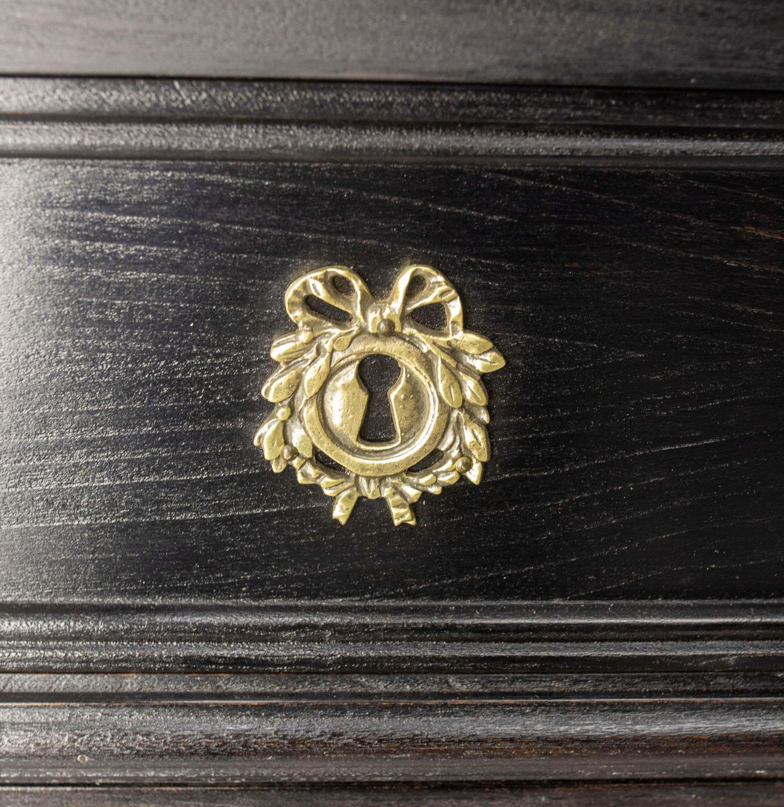 French Louis XVI Style Black Wood Commode Chest Of Drawers Circa 1980 photo vinterior