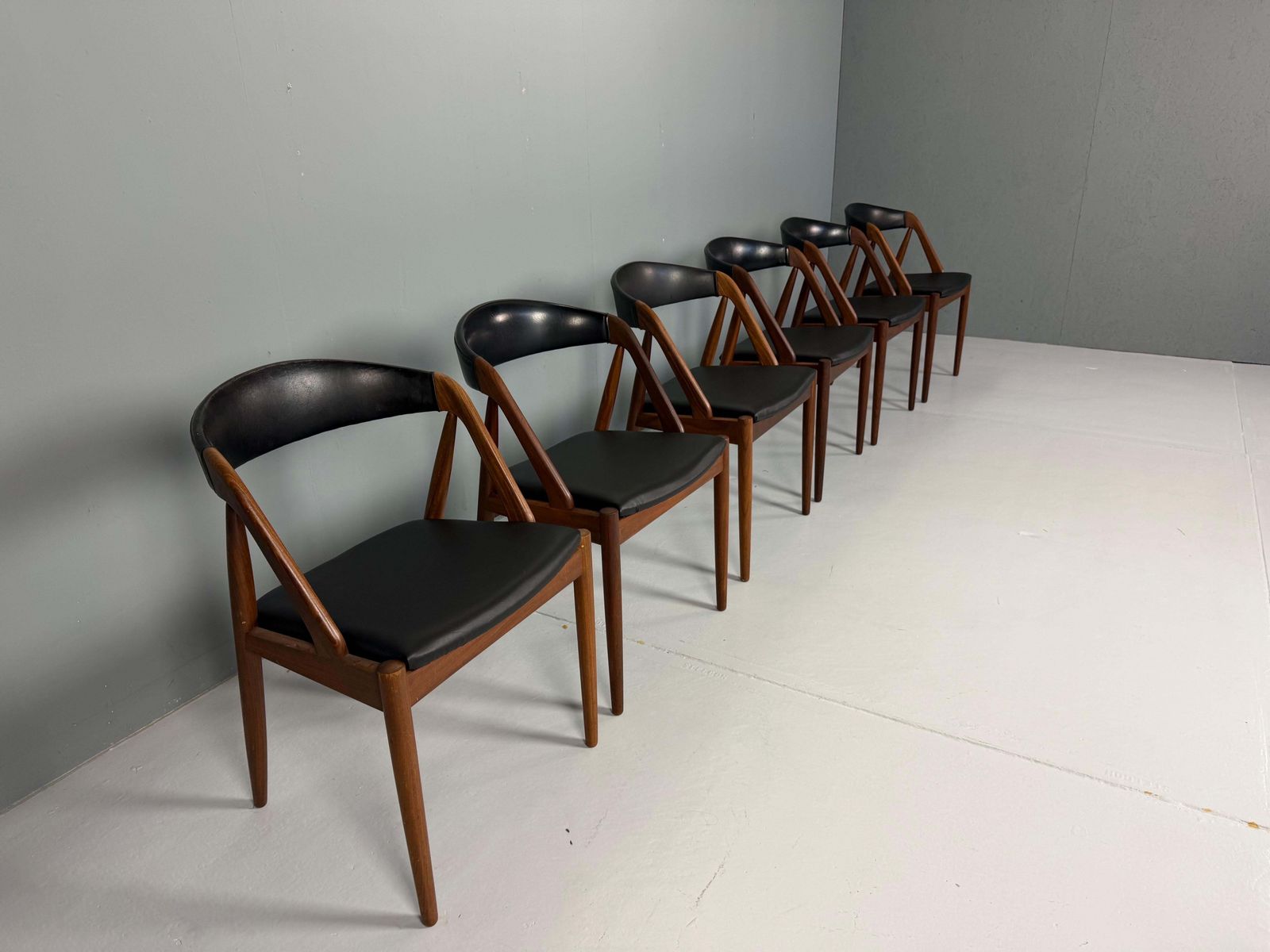 Kai Kristiansen Model 31 Set Of 6 Teak 'A' Frame Chairs For Schou Andersen, 1960 photo for sale