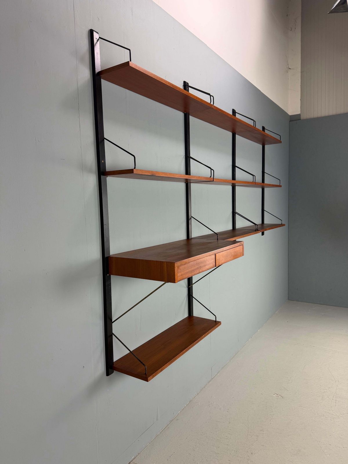 Poul Cadovius Mid  Century Modern Modular Teak Wall Unit Shelving For Cado, 1960 photo vintage