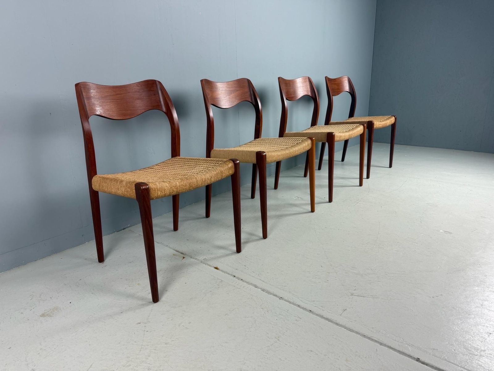 Set Of 4 Teak Niels O. Møller Dining Chairs  Model 71, Denmark photo for sale