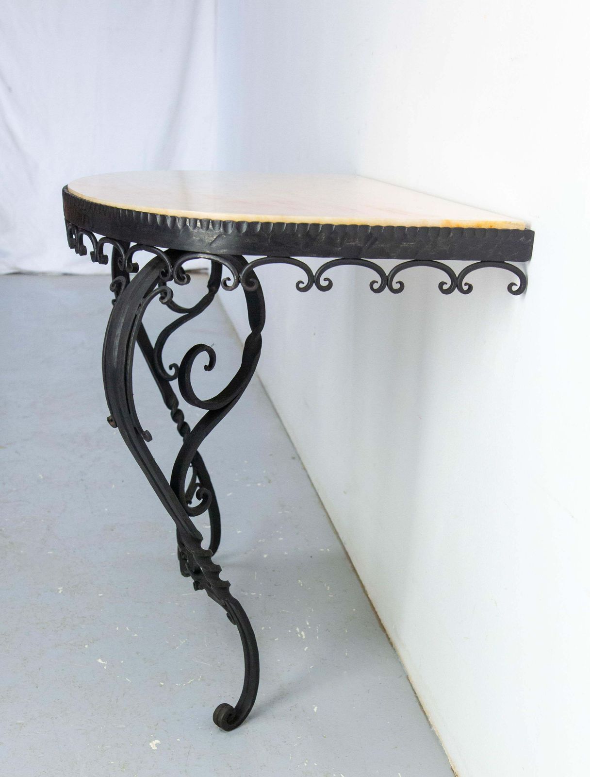 French Wrought Iron And Marble Top Console, Louis XV Style, Mid Century photo 910.0