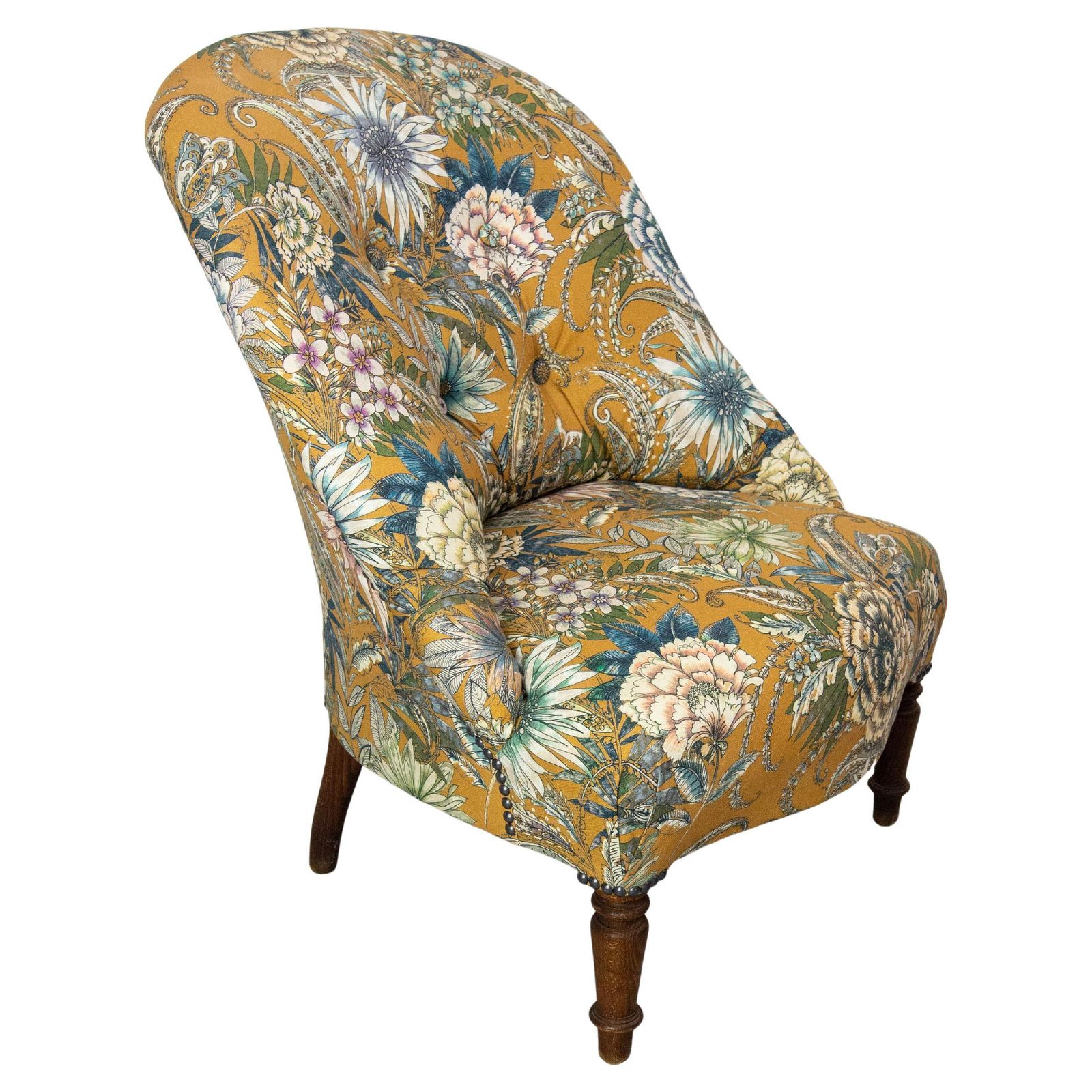Antique Armchairs Reupholsted Chauffeuse Napoleon III French Late 19th Centuty