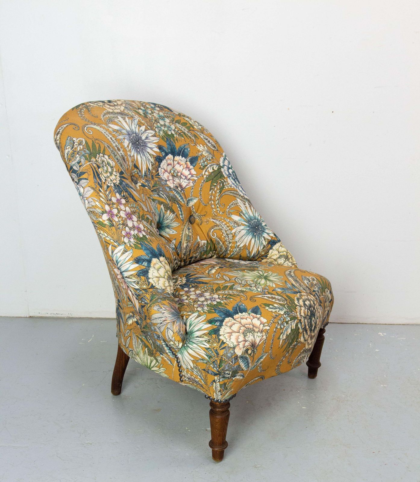 Antique Armchairs Reupholsted Chauffeuse Napoleon III French Late 19th Centuty photo furniture