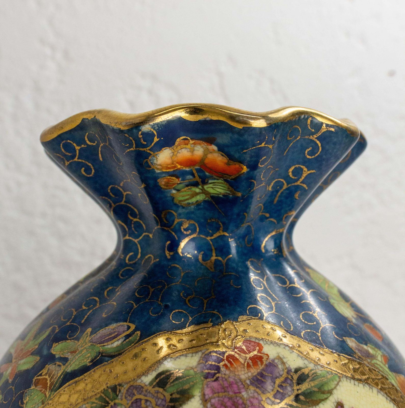 Chinese Enamaled Deep Blue Vase With Vegetal Motifs Circa 1900 photo buy
