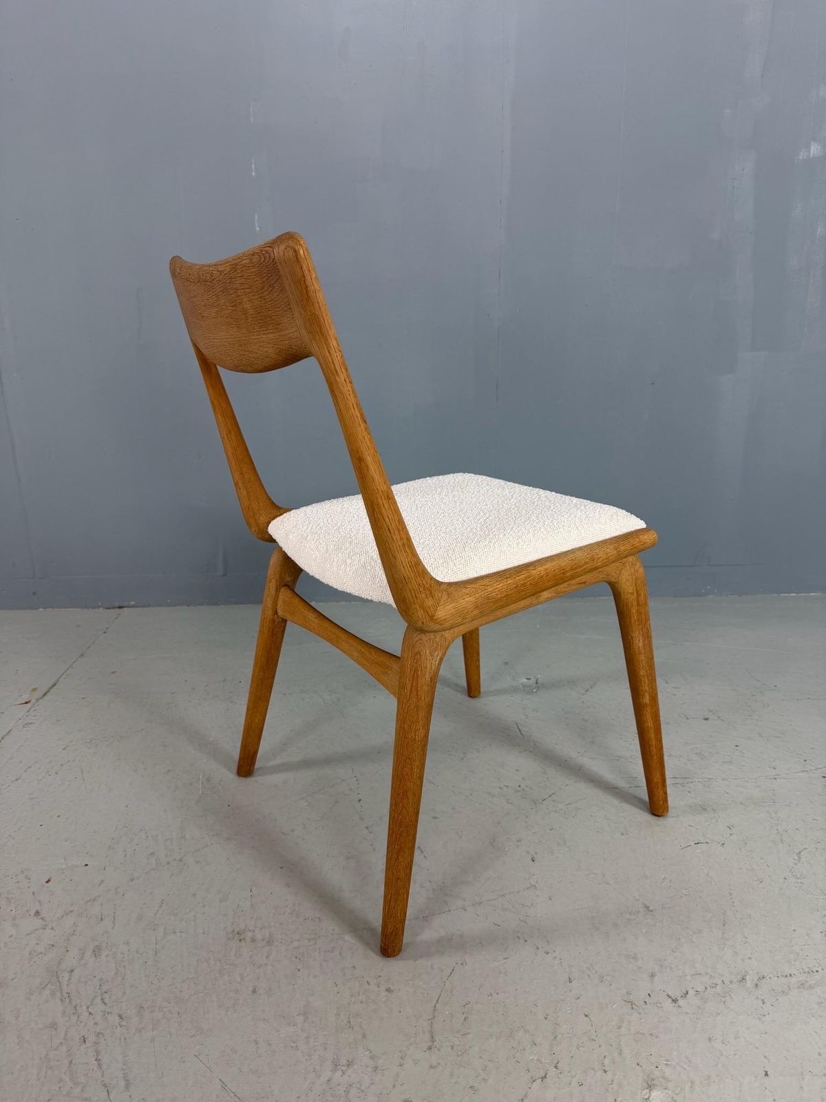 Alfred Christensen Danish Oak "Boomerang" Chairs Set Of 6 Boucle Fabric photo furniture