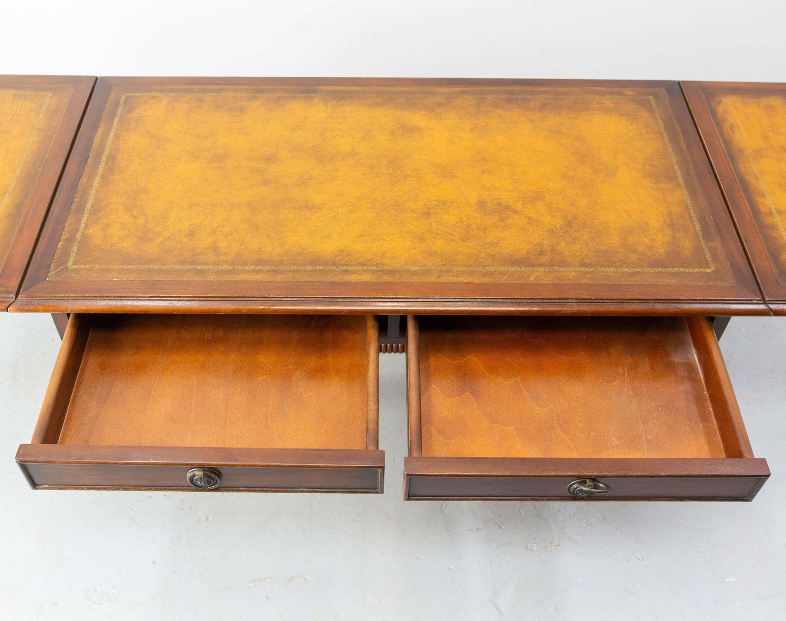 English Folding Coffee Table White Wood And Leather, Circa 1960 photo buy