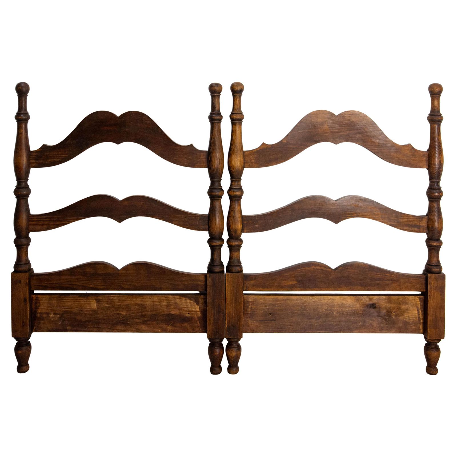 French Antique Fir Wood Headboard For Queen Size Bed Circa 1940