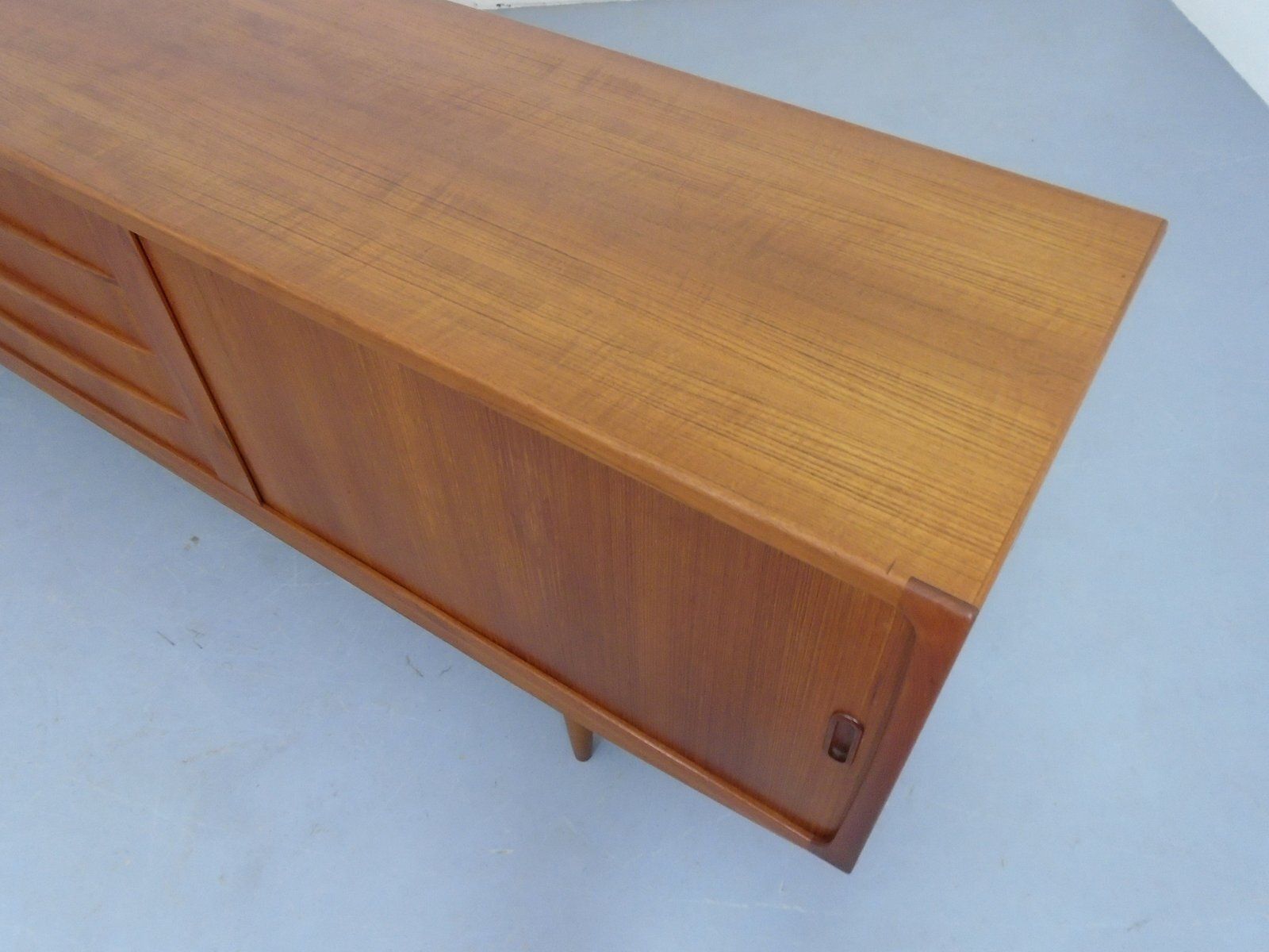 photo vintage Large Teak Sideboard With Sliding Doors, Denmark, 1950s