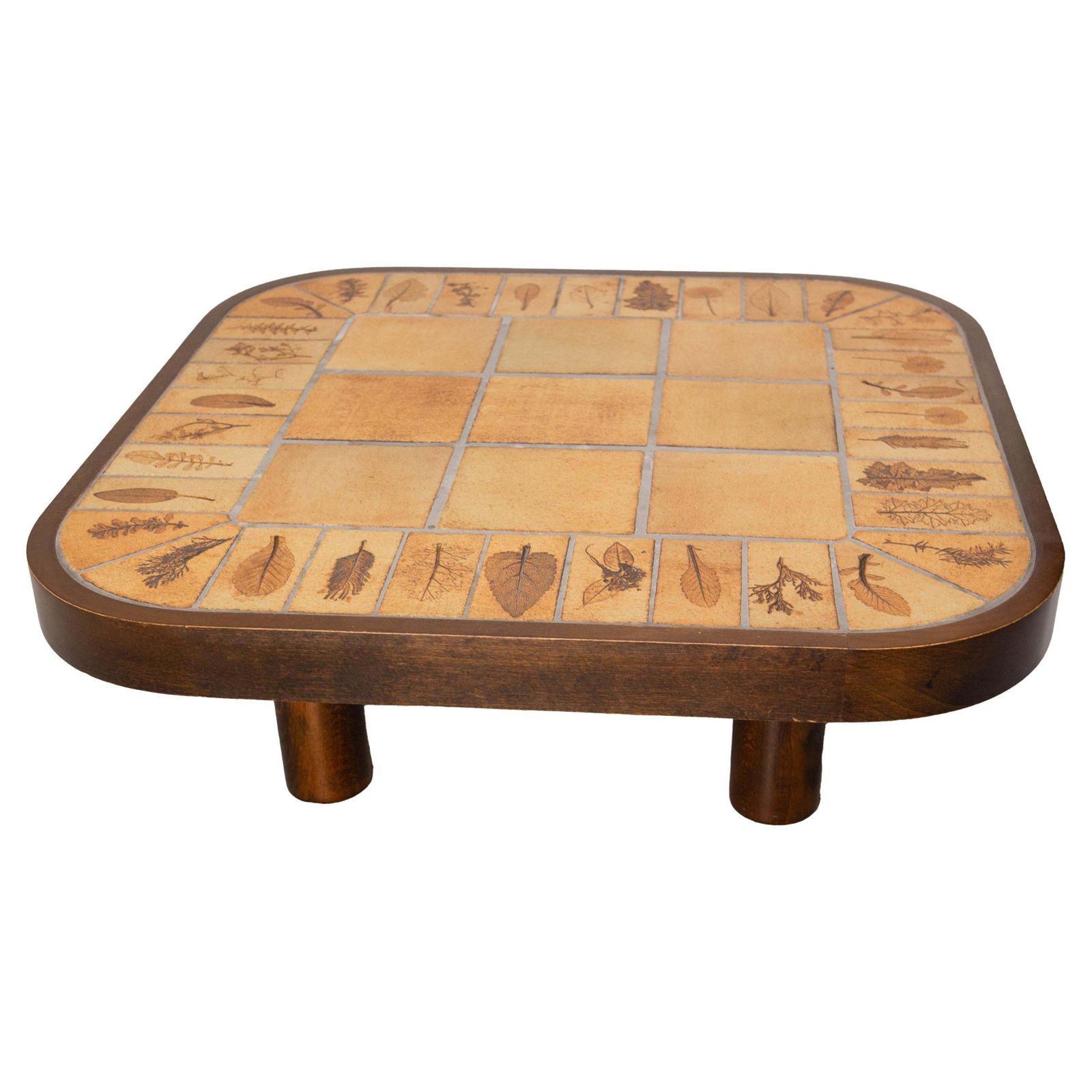 French Herbarium Coffee Table Vallauris Tiles In The Capron Style Circa 1970