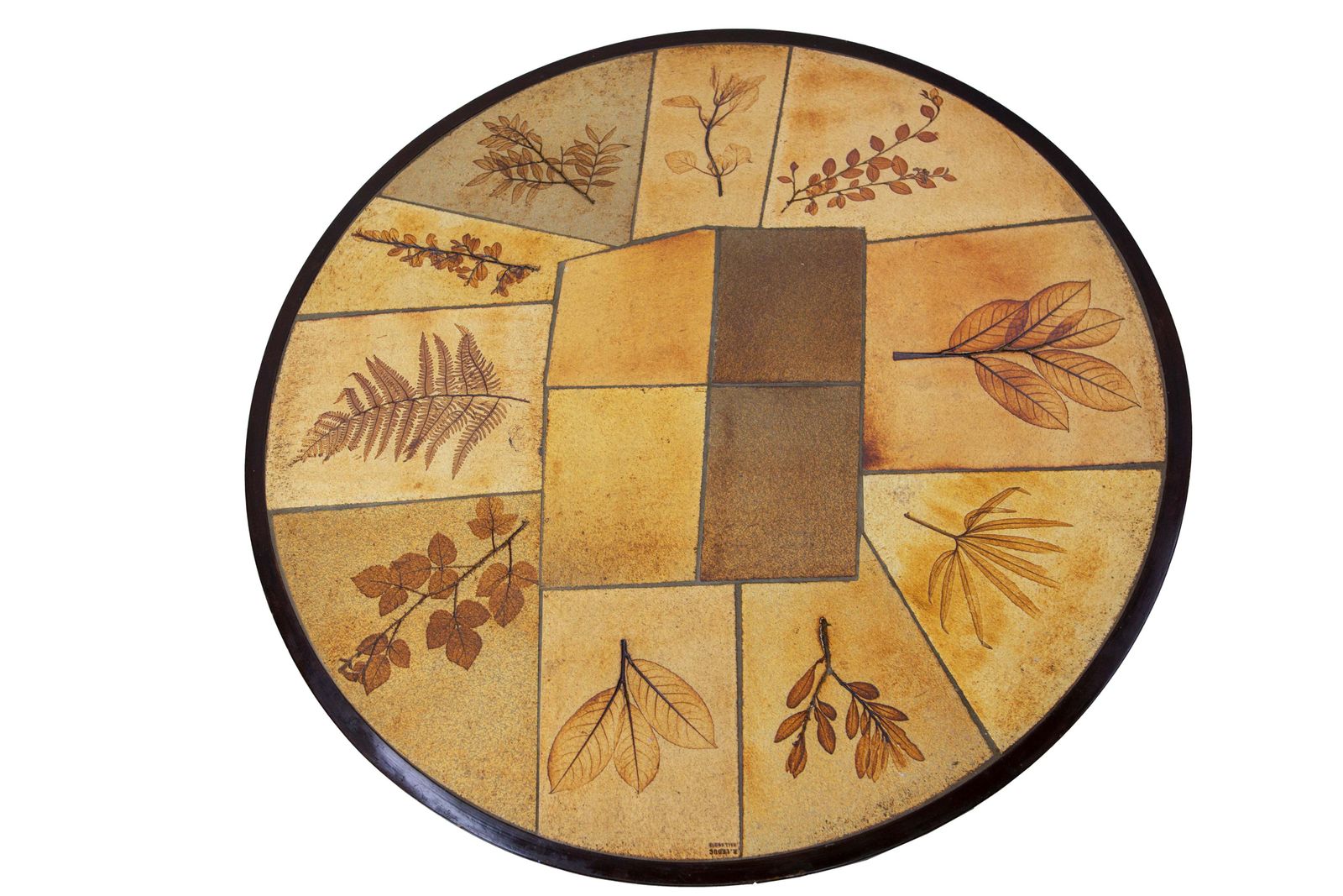French Round Coffee Table Herbarium Vallauris Ceramics Signed Raymonde Leduc photo vinterior