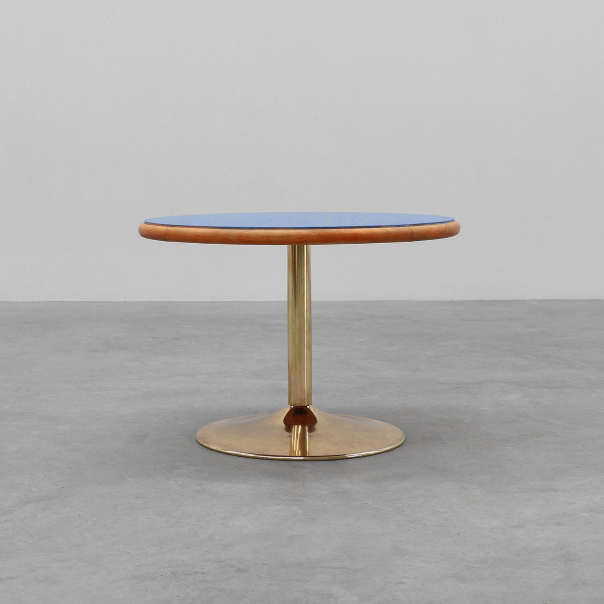 Vintage Round Tulip Coffee Table With Blue Top, France, 1960s
