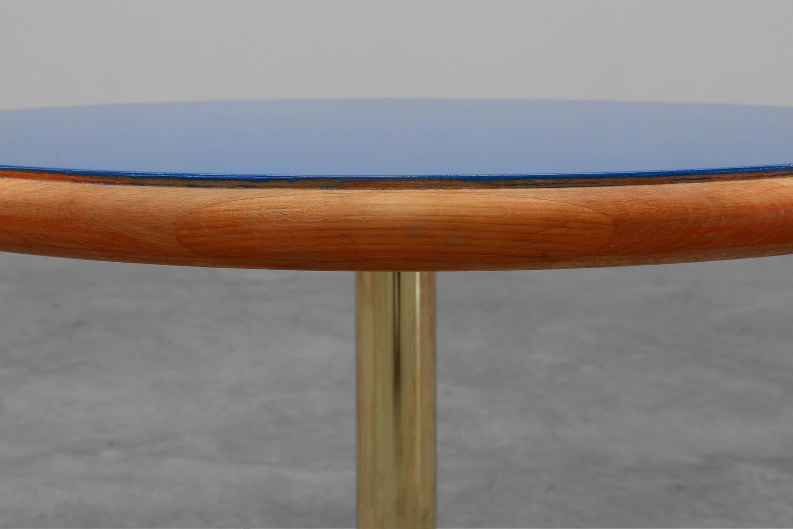 Vintage Round Tulip Coffee Table With Blue Top, France, 1960s photo furniture