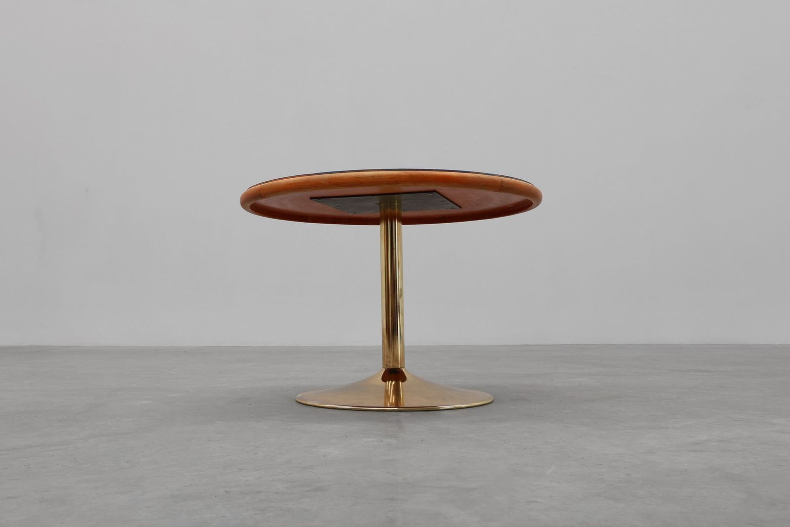 photo for sale Vintage Round Tulip Coffee Table With Blue Top, France, 1960s