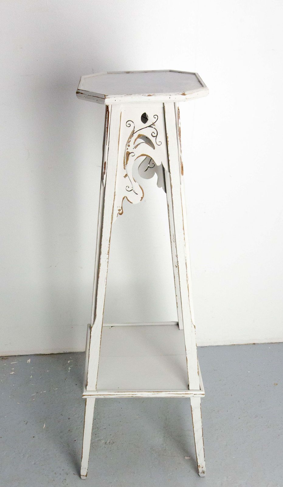 French Octogonal Selette Pedestal Or Plant Holder Poplar Patinated Paint C 1900 photo 574.0
