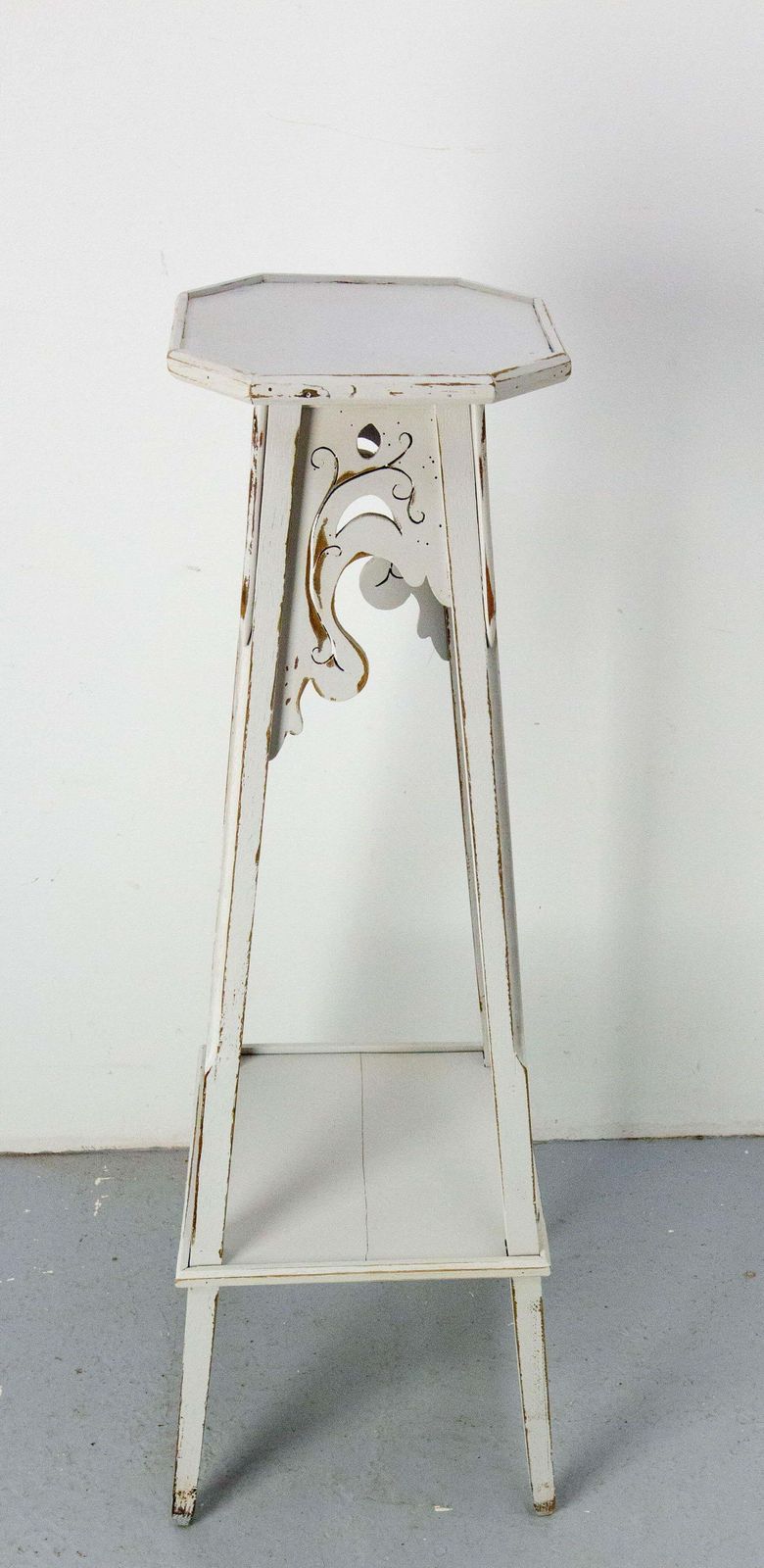 French Octogonal Selette Pedestal Or Plant Holder Poplar Patinated Paint C 1900 photo vintage