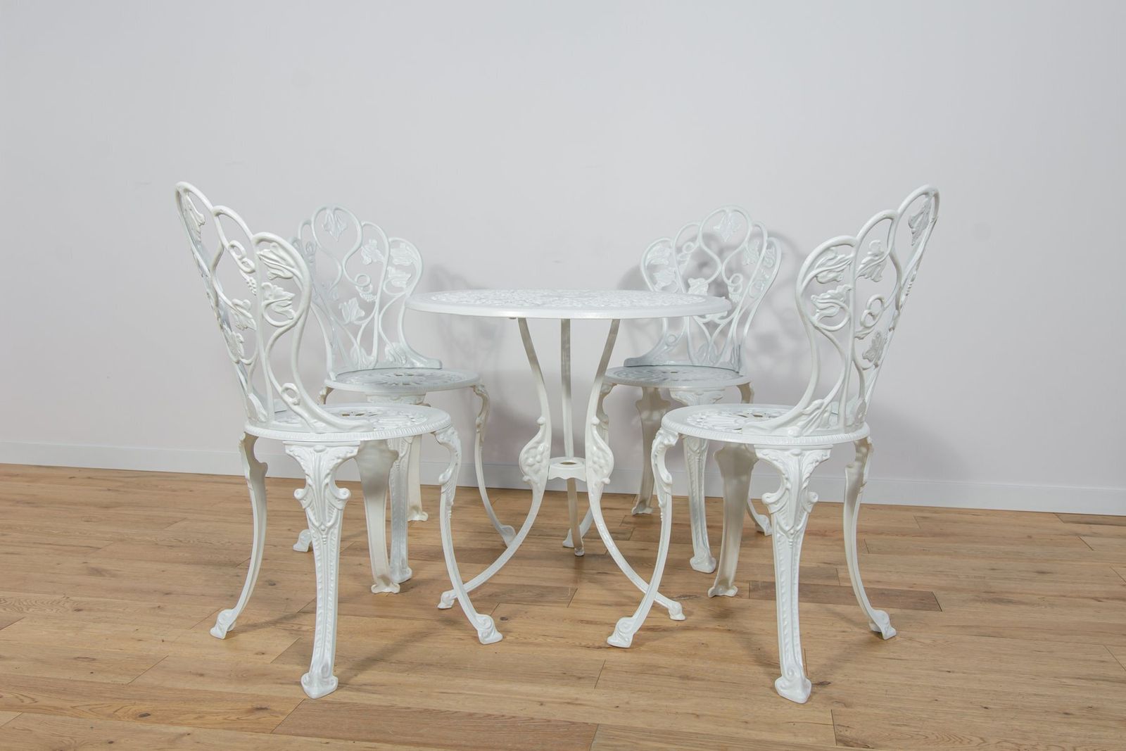 Art Nouveau Aluminum Garden Chairs, 1950s, Set Of 5 photo for sale