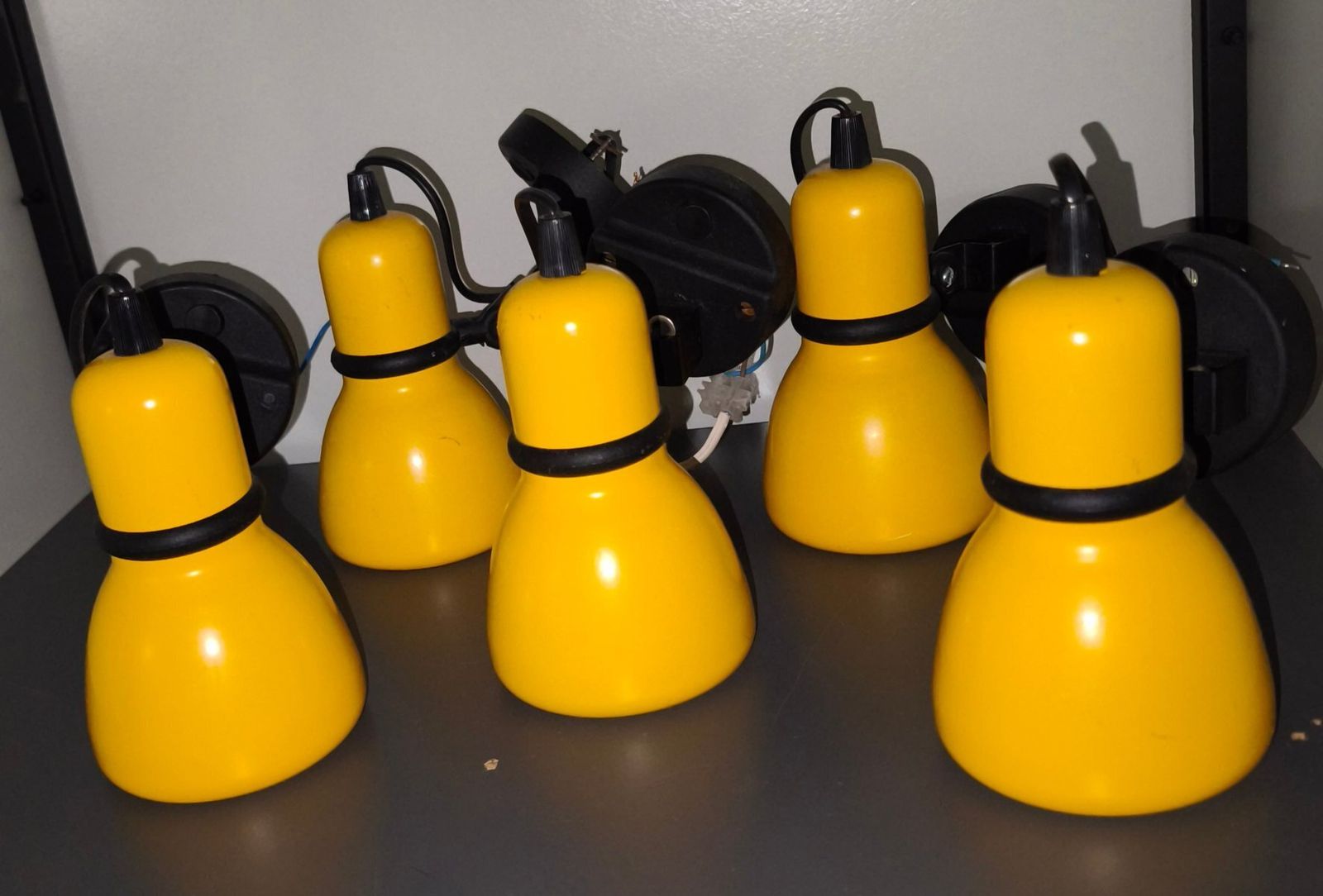 Yellow Spotlight Wall Lights, 1970s, Set Of 5