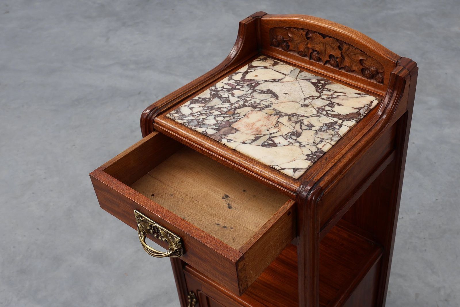 Furniture Art Nouveau Nightstands With Marble Top Attributed To Paul Alexandre Dumas, France, 1910s, Set Of 2 photo