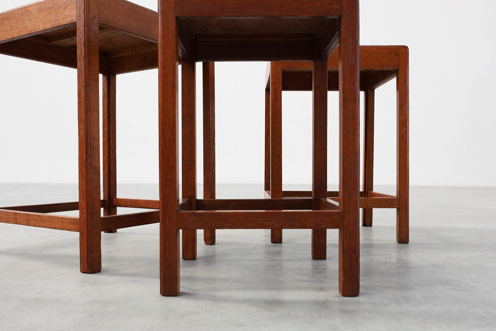 1510.0 Art Deco Oak Stacking Tables, France, 1920s, Set Of 3 photo