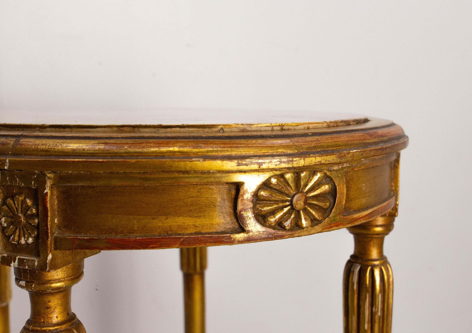 photo furniture French Painted Wood & Marble Top Sellette Louis XVI Style Circa 1960