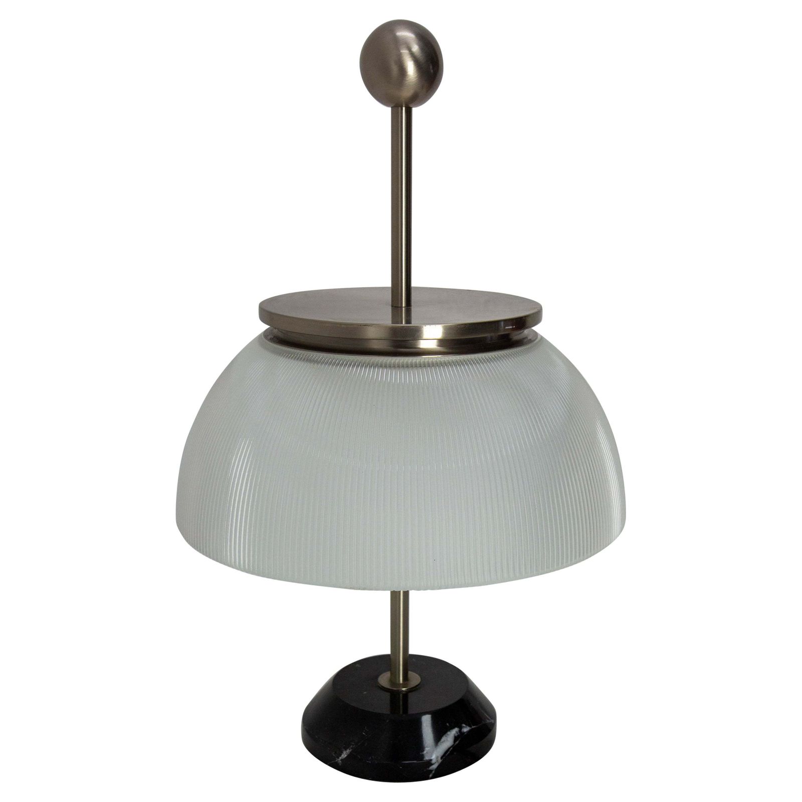 French Marble Chrome & Glass Table Alfa Lamp Sergio Mazza For Artemide C 1960