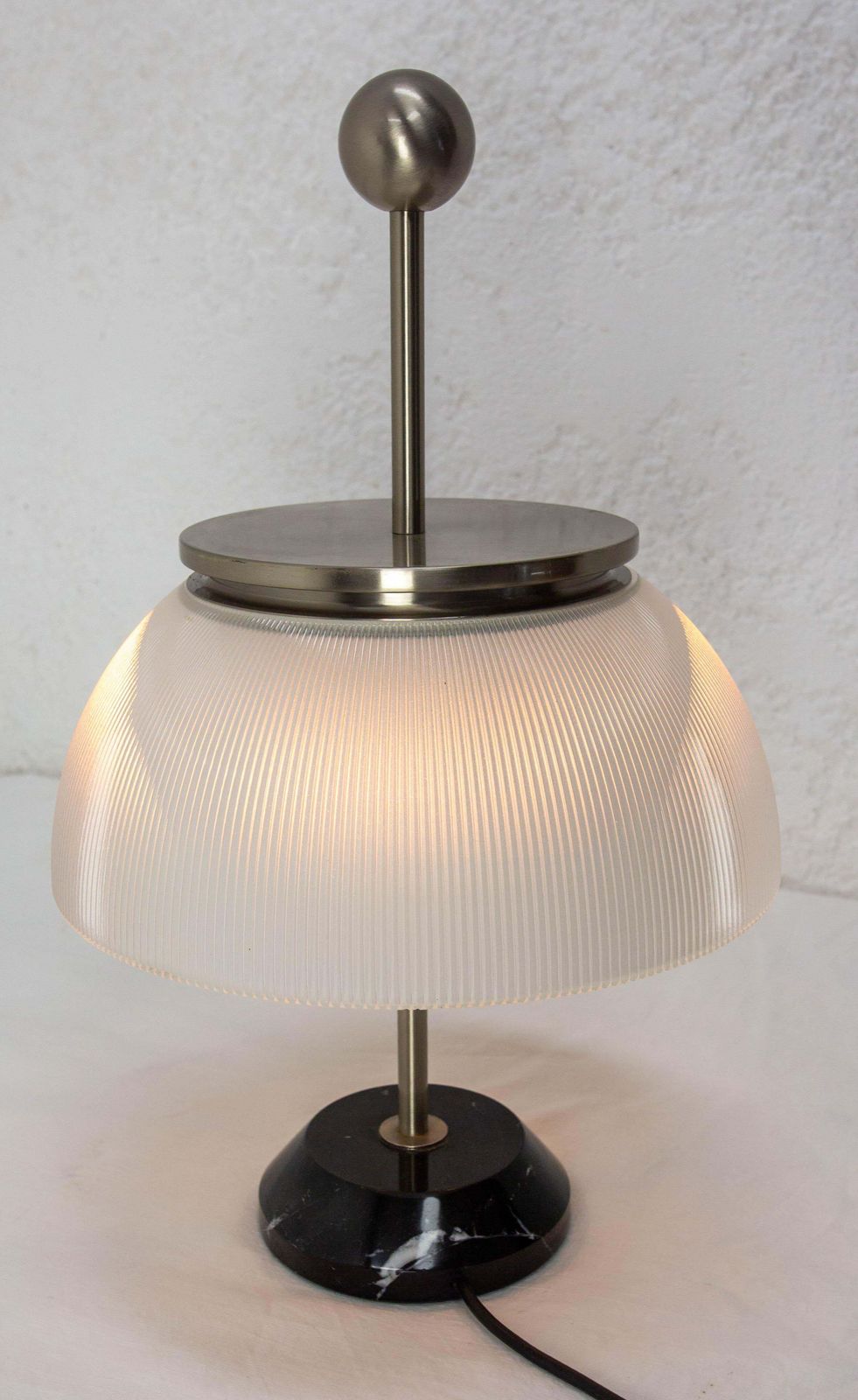 French Marble Chrome & Glass Table Alfa Lamp Sergio Mazza For Artemide C 1960 photo for sale