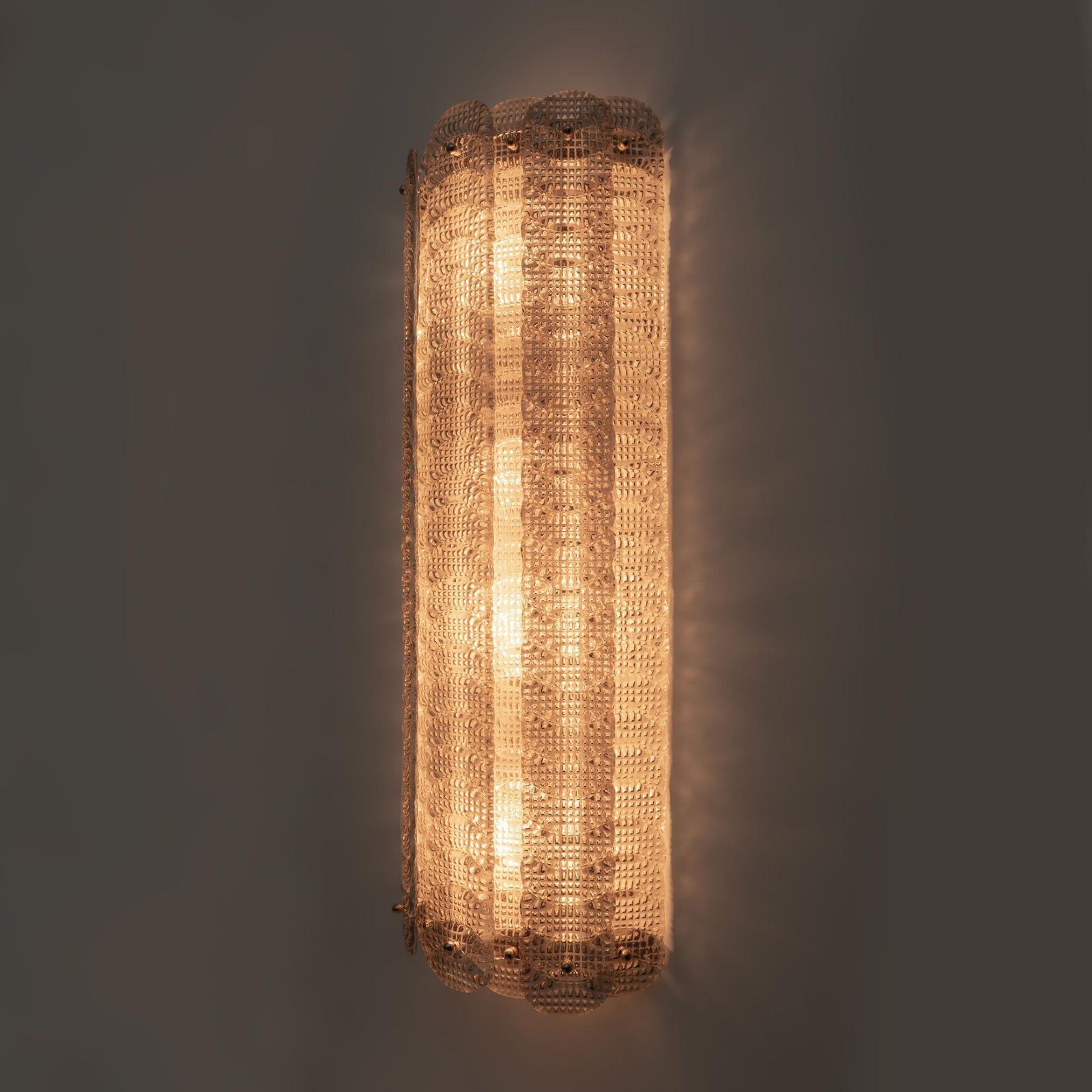 Pair Of Mid Century Modern Style Italian Murano Glass Sconces "Reticello" photo 3978.0