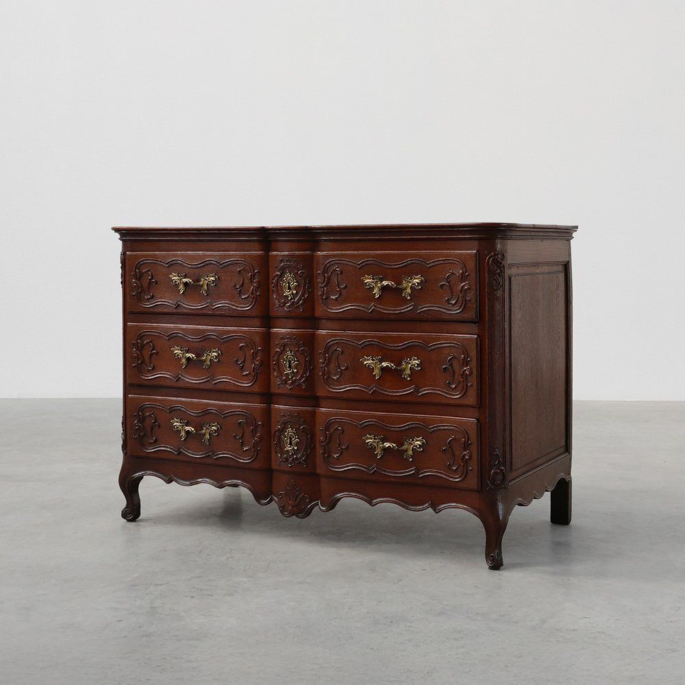 French Louis XV Style Hand Crafted Oak Chest Of Drawers, 18th Century