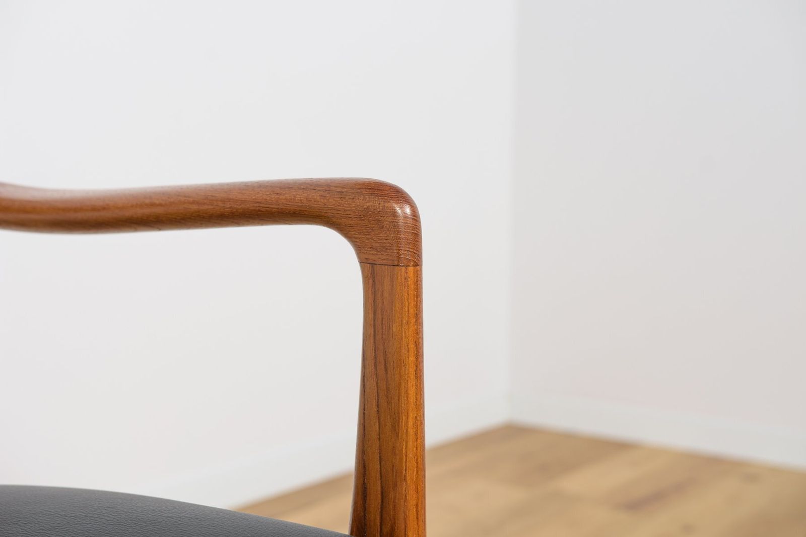 593.0 Mid Century Teak & Leather Armchair, Denmark, 1960s photo