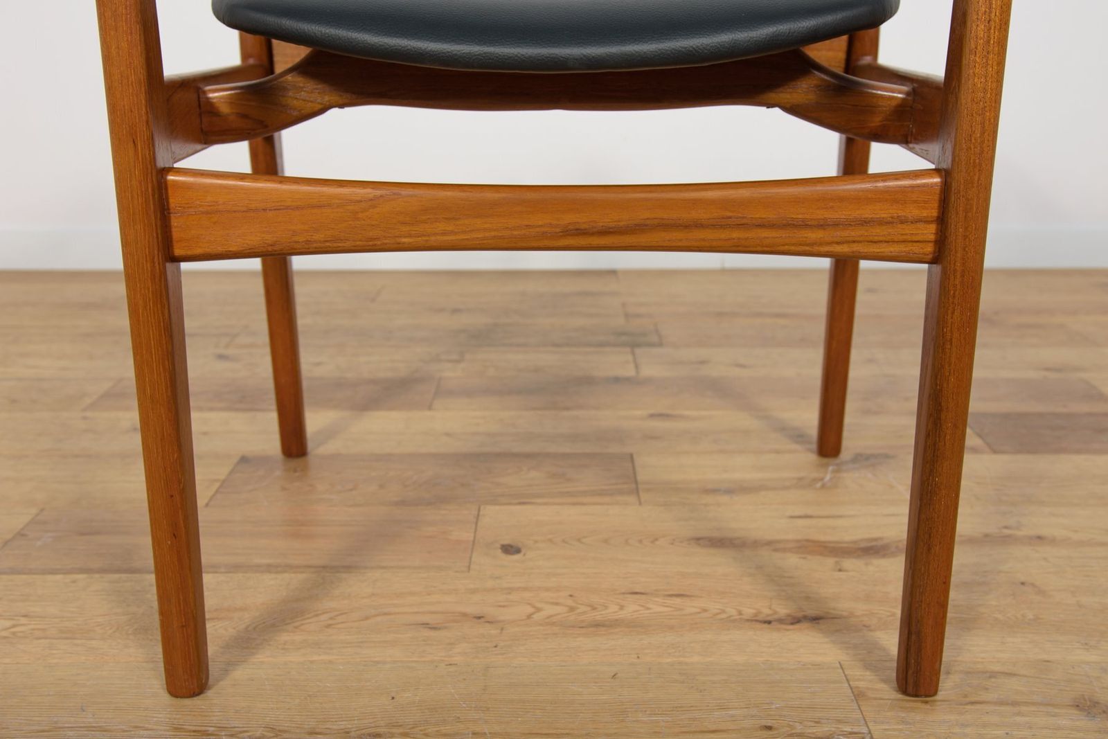 photo vintage Mid Century Teak & Leather Armchair, Denmark, 1960s