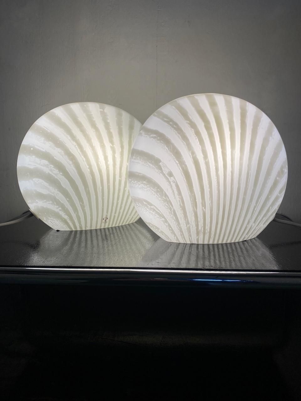 photo for sale Moon Shell Table Lamps Glass Peill Putzler  Zebra Series 1960 Set