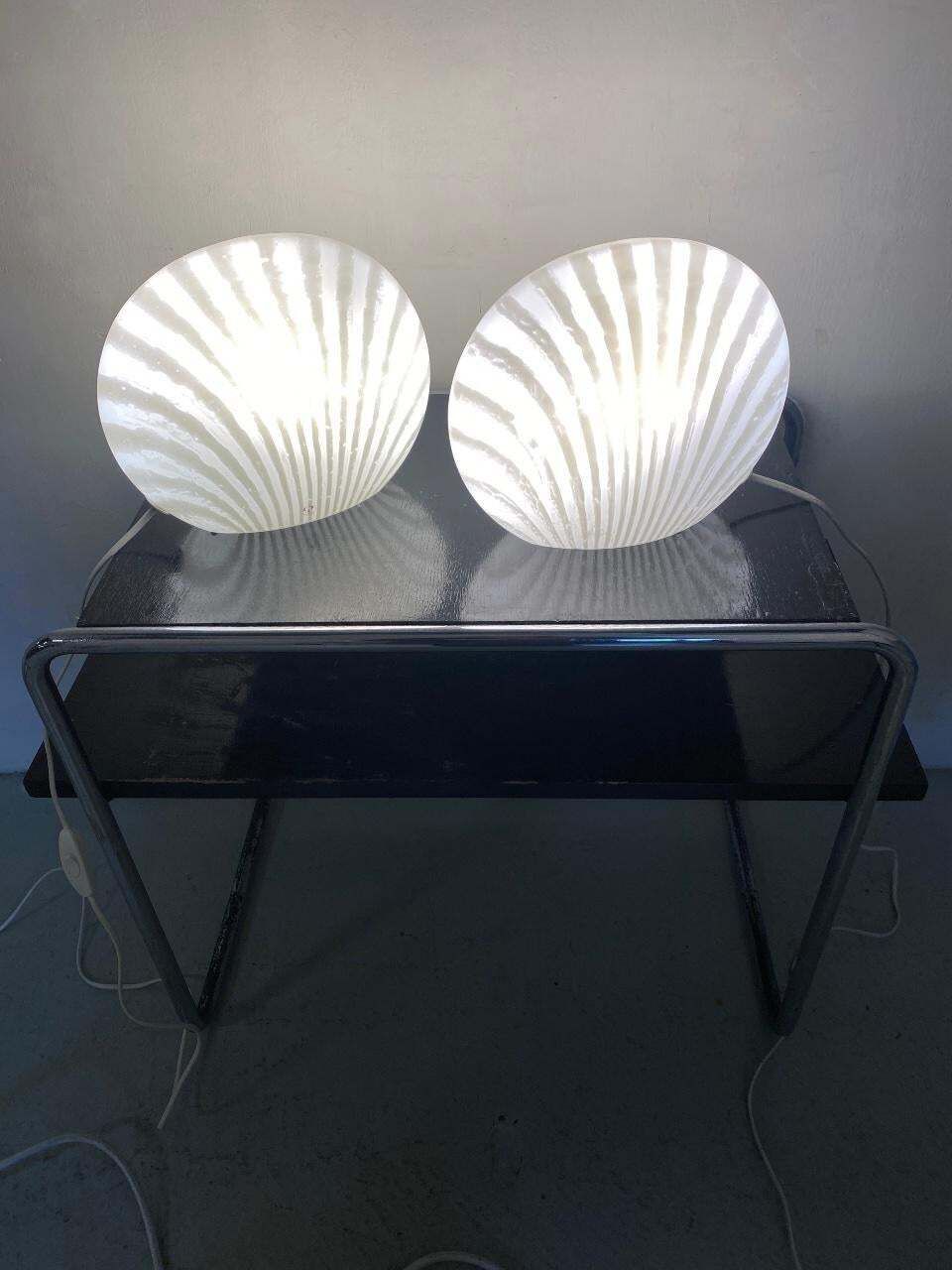 1105.0 Moon Shell Table Lamps Glass Peill Putzler  Zebra Series 1960 Set photo