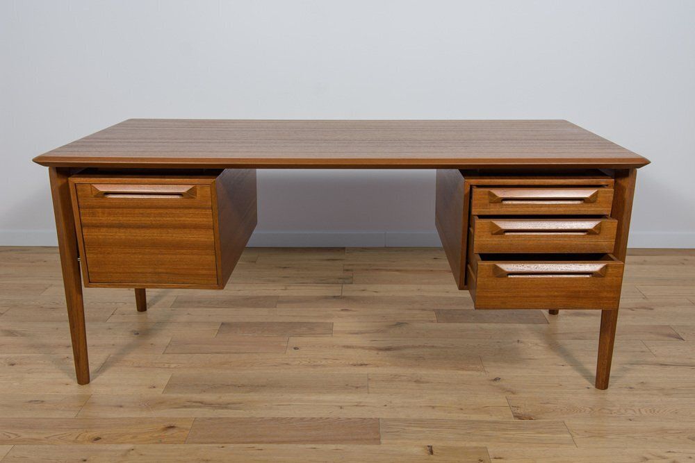 Furniture Mid Century Teak Desk By Ib Kofod Larsen For Seffle Möbelfabrik, Sweden, 1950s photo