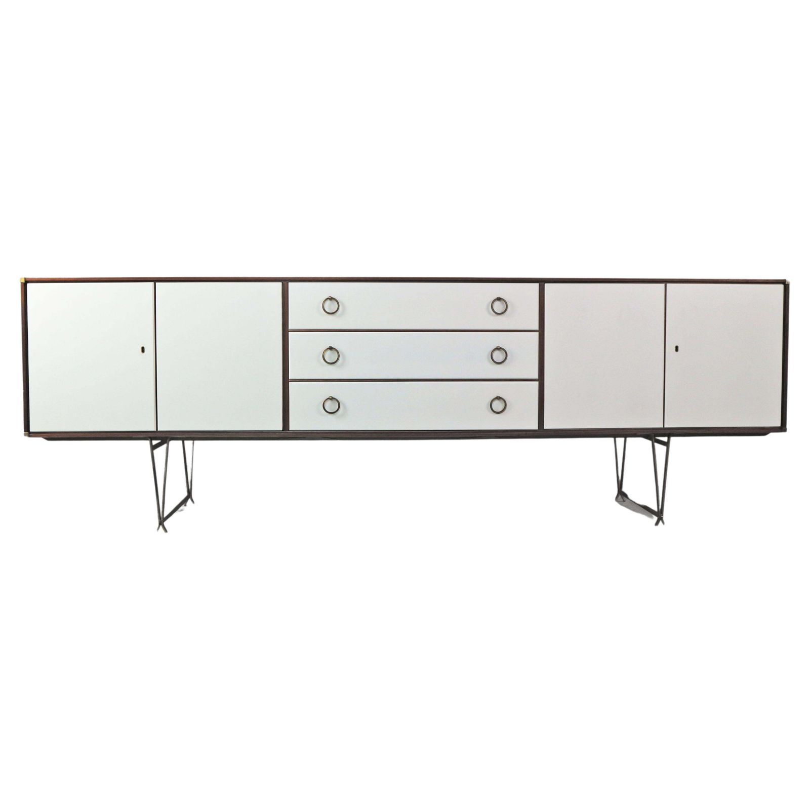 William Watting Teak & Brass Highbiard/ Buffet Cabinet For Fristho, 1950 Denmark
