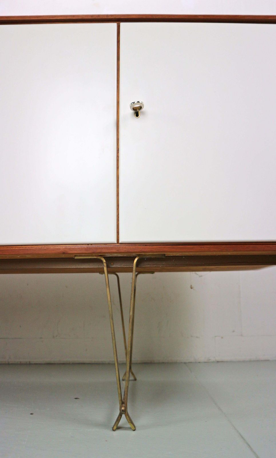 William Watting Teak & Brass Highbiard/ Buffet Cabinet For Fristho, 1950 Denmark photo vintage