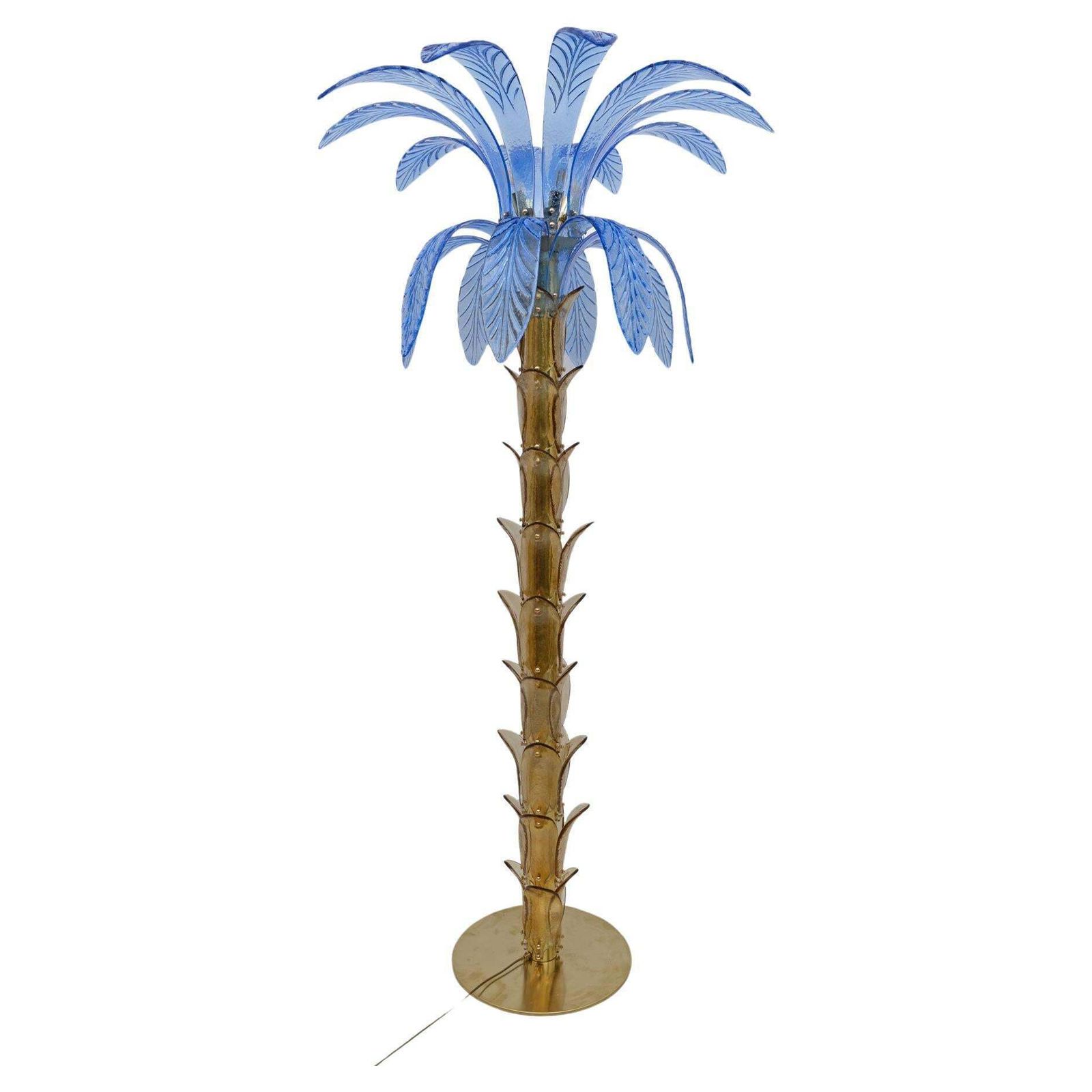 Mid Century Modern Murano Glass And Brass Palm Tree Floor Lamp