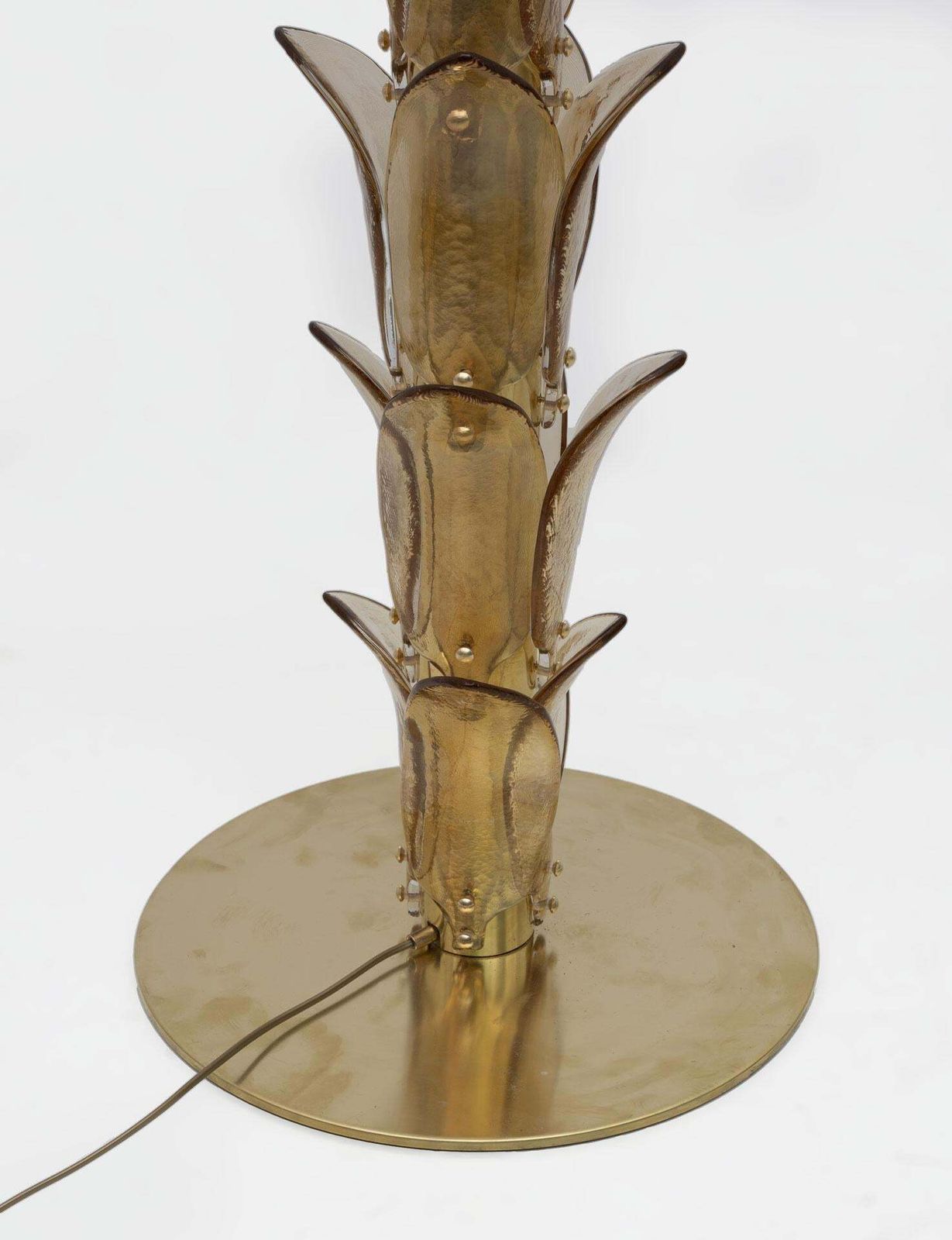 photo for sale Mid Century Modern Murano Glass And Brass Palm Tree Floor Lamp