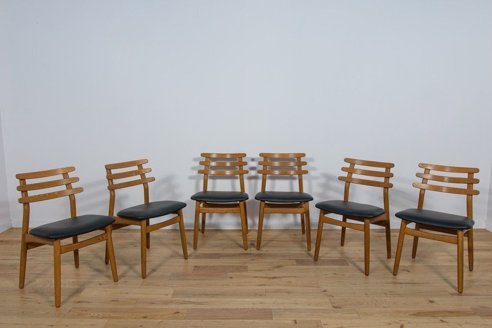 Mid Century Oak Dining Chairs By Poul Volther For Fdb Mobler, Denmark, 1960s, Set Of 6