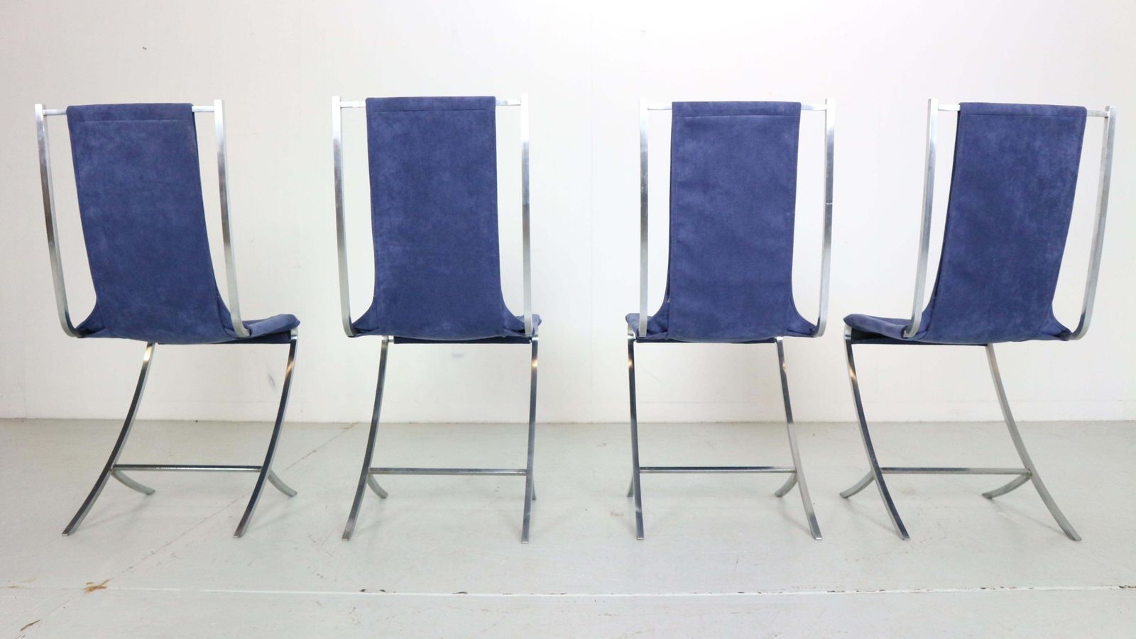 Pierre Cardin Set Of 4 Dinning Chairs Velvet& Steel For Maison Jansen, 1970 photo buy