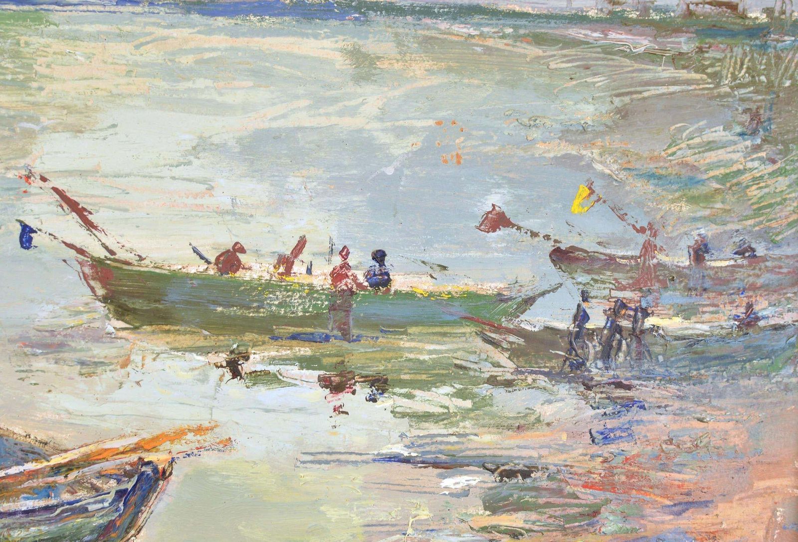 Alexander Schulzfishermen' Boats. 1962. Oil On Cardboard. 80x100 Cm.1962 photo for sale