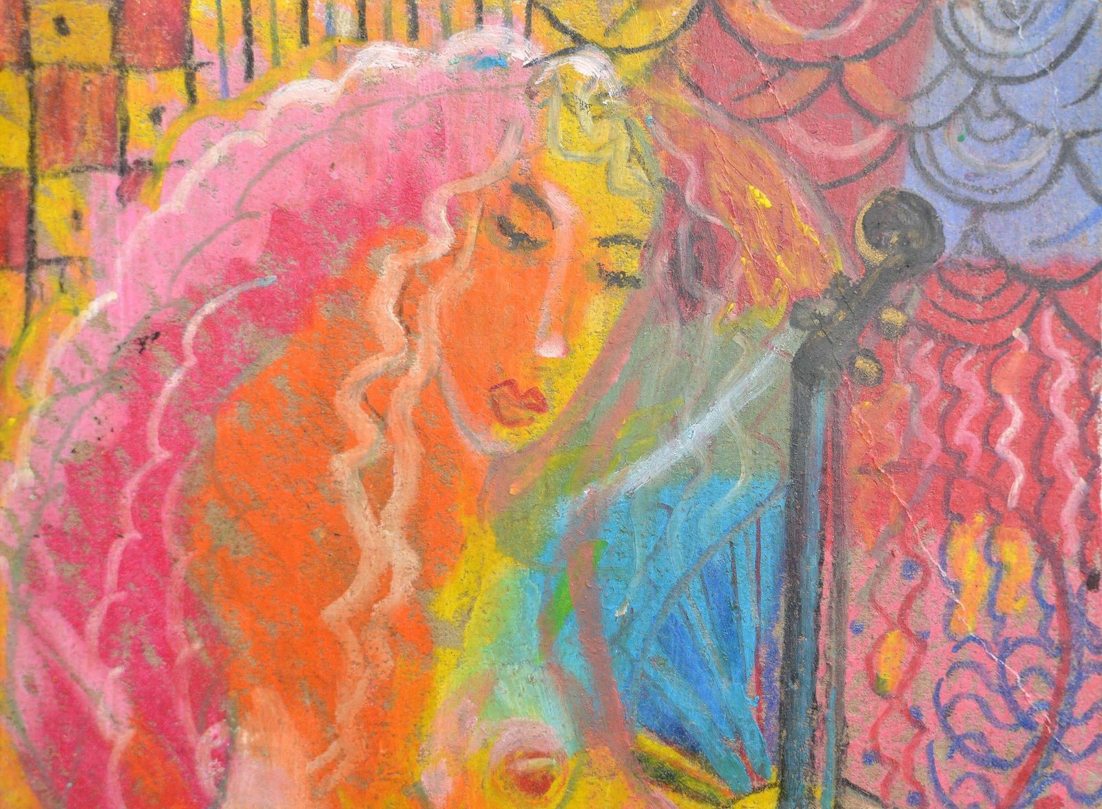 Uldis Krauzegirl With Chello. 2020. Oil/Cardboard, 37x24 Cm2020 photo buy